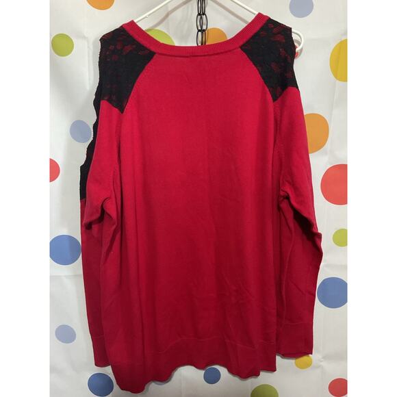 Torrid Size 4 Sweater Cutout Sleeves Red Blk - Picture 5 of 11